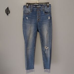 Kut From The Kloth Connie High Rise Ankle Skinny Jeans Distressed Blue Women's 2